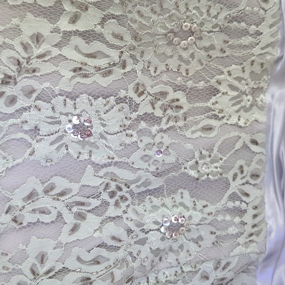 Dancing Queen Sparkly Sequin Lace Gray Short Sleeve Maxi Formal Dress Size 3XL - Picture 5 of 10